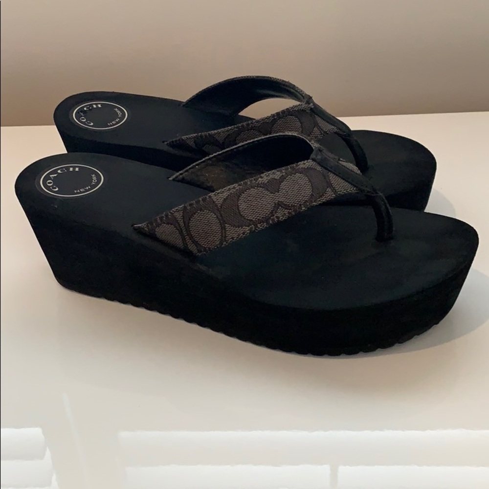 Coach Logo Flip Flops 2.5” High